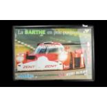 Original Framed Le Mans Vintage Sports Poster - featuring the Toyota GT-One racing car which