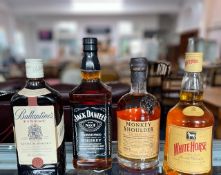 Four Bottles of Whisky to include Jack Daniels, Monkey Shoulder, White Horse and Ballantines.