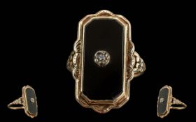 Ladies 19 ct Gold Black Onyx & Diamond S