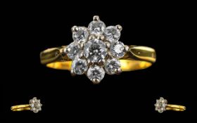 Ladies 18ct Gold Diamond Set Cluster Rin