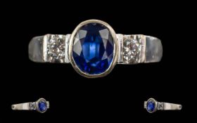 Ladies - Pleasing 18ct White Gold Sapphi