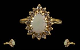 Antique Period Ladies 18ct Gold Opal & D