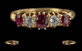 Antique 18ct Ruby & Diamond Ring, set wi