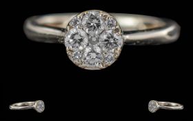Ladies 18ct White Gold Diamond Set Clust