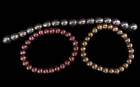 Collection of ( 3 ) Fresh Water Pearl Br