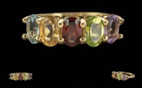 Ladies Pleasing 9ct Gold Multi-Gem Set R