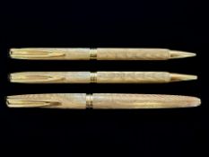 A Set of Three Waterman Pens, gold plate