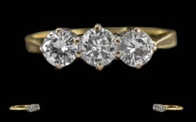 Ladies 18 ct Gold 3 Stone Diamond Set Ri