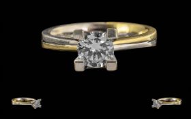 18ct Gold Single Stone Diamond Ring, Set