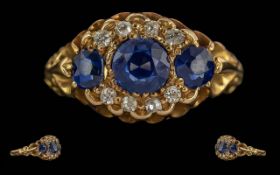 Victorian Period 1837-1901 Ladies Exquisite Petite 18ct Gold & Sapphire Diamond Set Dress Ring.