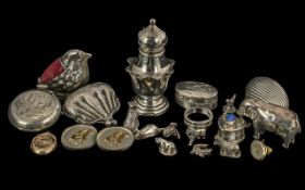 Collection of Silver Miniatures, to include an early 20th Century pin cushion in the form of an