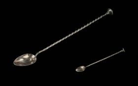 French Silver Plate ' Christofle ' Cocktail Twisted Long Mixing Spoon / Stirrer. 11 Inches In