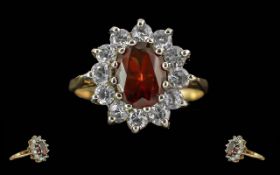 Ladies 18ct Gold Ruby and Diamond Set Dress Ring. Full Hallmark to Shank. The Central Ruby