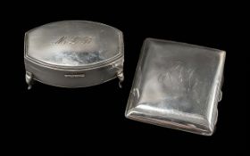 Sterling 925 Silver Trinket Box with Green Felt Interior, Together with a 925 Sterling Silver
