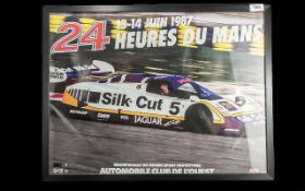 Original Framed Le Mans Vintage Sports Poster, featuring the Silk Cut Jaguar from the 24 Hours of Le