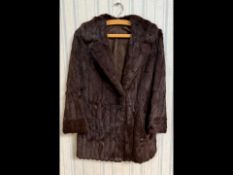 Dark Brown Squirrel Fur Jacket - Hook & Eye Fastening, Side Vents, Slit Pockets (One which needs
