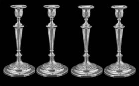 George III Fine Set of ( 4 ) Sterling Silver Candlesticks. Hallmark London 1803, of Pleasing Form,