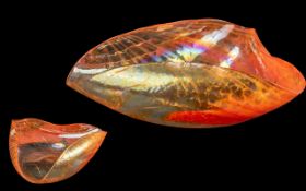 Collection of Studio Glass to include large Opalescent orange bowl, tall spiral vase,