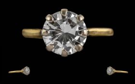 Ladies Excellent Quality 18ct Gold & Platinum Single Stone Diamond Set Ring - Marked 18ct & Platinum