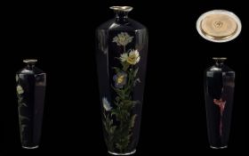 Miwa Tomisaburo Kyoto workshop studio signed Meiji period cloisonne vase with symbolic crest