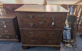 17th/18th Century Queen Anne Style Oak Chest of Drawers, four drawers with swan neck brass handles