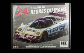 Original Framed Le Mans Vintage Sports Poster, featuring the Silk Cut Jaguar from the 24 Hours of Le
