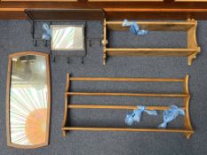 Small Collection of Furniture, to include an oak bookshelf, an Ercol plate rack, a teak
