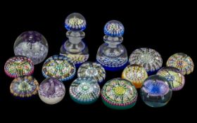 Collection of Millefiori Glass Paperweights, fifteen in total, various colours and assorted sizes,