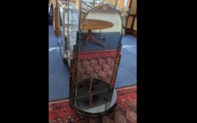 Large Art Deco Arch Shaped Mirror, on semi-circular mirror base shelf, with stepped coloured