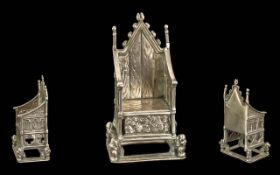 SAUNDERS & SHEPHERD; a Victorian hallmarked silver miniature model of The Coronation Chair,