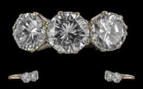 Ladies Superb Quality 18ct White Gold Three Stone Diamond Set Ring. Tests 18ct gold. The trio of
