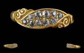 Antique Period Ladies 18ct Gold Diamond Set Ring. Hallmark Chester 1894, Well Matched Diamonds,