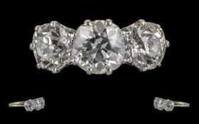 Ladies Superb Quality 18ct White Gold Three Stone Diamond Set Ring, full hallmark to interior of