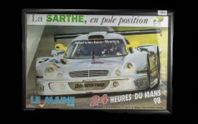 Original Framed Le Mans Vintage Sports Poster - featuring the Mercedes Benz CLK GTR from the 24