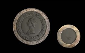 Wedgwood Portrait Medallion of HM Queen Elizabeth II, Silver Jubilee Black Basalt mounted on