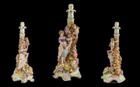 German Continental Figure Group Lamp with cherub and flower seller. Height 17''.