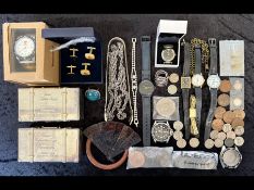 Good Mixed Bag of Collectables. Includes Timberland Boxed Watch, Various Coins, Celebrity Cruises