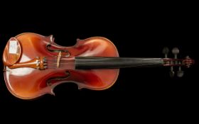 Chinese Factory Made Fiddle, in case. Good starter violin, ref. no. MV007, with a high gloss finish.