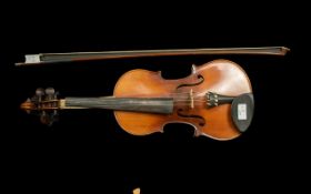 French Antique Violin by Lutherie Vosgienne, Paris (labelled). Strad copy fiddle, single piece