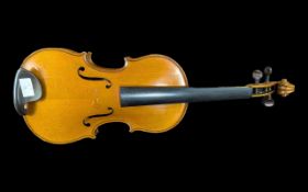 Hawkes & Sons Tyrolese Violin, labelled Denman Street, London, Picadilly. Stamped to the button