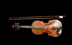 Antonius Stradivarious Cremona copy Violin, with label. In a fitted leatherette case, with bow. Full
