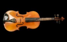 A Good Factory Made Fiddle of Good Colour & Tone, unlabelled, in fitted case. Full body size 60