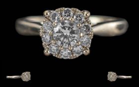 Ladies 18ct White Gold Diamond Set Clust