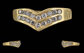 Ladies 18ct Gold Diamond Set Dress Ring