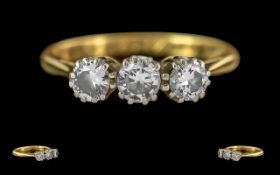 Ladies 18ct Gold 3 Stone Diamond Set Rin