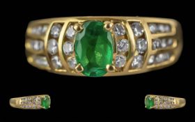 Ladies 18ct Gold Diamond & Emerald Set D
