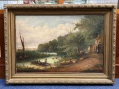 Large 19th Century Oil On Canvas - Depic