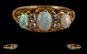 Ladies Antique Period 18ct Gold Opal & D