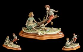 Capodimonte Scene 'Children on Log Seesa