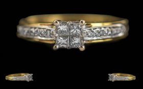 Ladies Modern 18ct Gold Diamond Set Ring